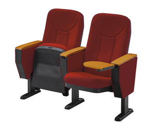 Poltrona da <span class=keywords><strong>Cinema</strong></span> Ergonomica in Tessuto Rosso e Nero con Portabicchieri per Uso in Teatri e <span class=keywords><strong>Cinema</strong></span> - Product Image 2
