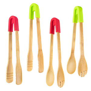 Bamboo Food Clips With <b>Silicone</b> Handles For Kitchen <b>Baking</b> And Buffet Use - Product Image 5