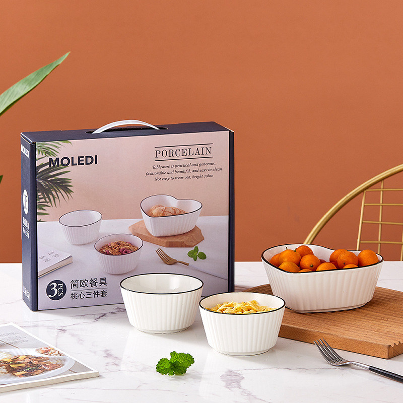 Peach heart three-piece set