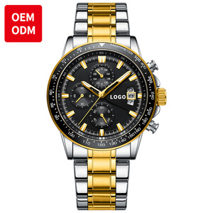 Đồng hồ nam đ<span class=keywords><strong>a</strong></span> chức năng, mạ thép, kiểu dáng thể thao thời trang, lịch, máy quartz, có thể tùy chỉnh logo thương hiệu OEM ODM. - Product Image 1