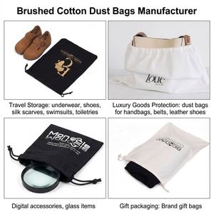 Pochette en coton brossé beige de qualité supérieure avec impression de logo personnalisé, style enveloppe, pour emballage cadeau et sac anti-poussière pour sacs à main de luxe - Product Image 5