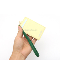 Regalo Promocional de Moda para Hombres y Mujeres, Cordón Corto Amarillo de Cuero para Tarjetas de Identificación, Portadocumentos, Cartera con Logotipo Personalizado
