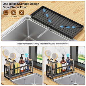 304 in acciaio inox adesivo lavello da cucina rubinetto nero spugna supporto di scarico scaffale lavello per lavello da cucina Organizer - Product Image 6