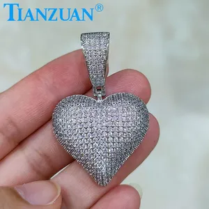 A forma di cuore pieno di D VVS ciondolo moissanite bianco 925 gioielli hip hop in argento Sterling dati di fidanzamento