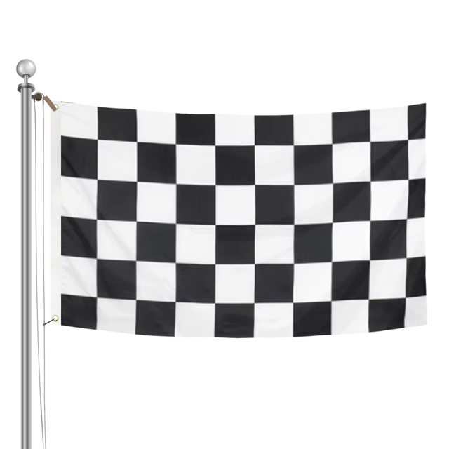 Ready Stock Flying Style Double Sided Black and White Grid Checkered Flag 100% Polyester Digital Printed Graphics