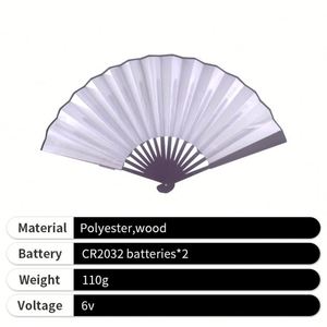 Éventail pliant en plastique personnalisé avec logo imprimé, éventail portable à LED lumineux pour fête - Product Image 4