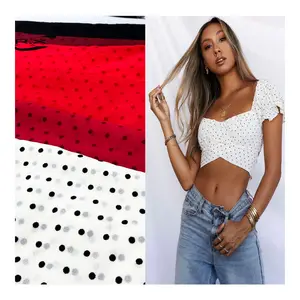 Tùy Chỉnh Bán Buôn Chất Lượng Cao Polyester Polka Dot Đổ Xô Voan Chất Liệu Vải Cho Quần Áo Trung Quốc