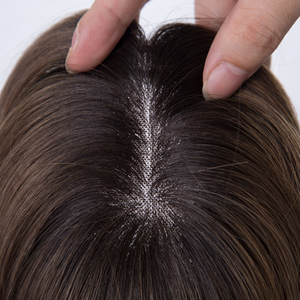 Clip de <span class=keywords><strong>cheveux</strong></span> pour femmes à base de dentelle invisible dans la couronne effet naturel du cuir chevelu morceau de <span class=keywords><strong>cheveux</strong></span> bruns - Product Image 4