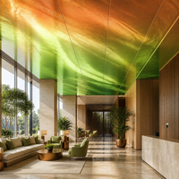 Panneau en aluminium à effet d'ondulation de l'eau dégradé, finition nacrée métallique, panneau de plafond en aluminium pour centre commercial, hôtel, bureau