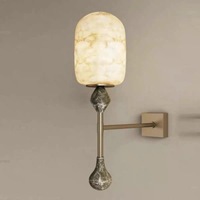 Italienische Luxus-Designer-Wandleuchte aus Eisen & Naturmarmor mit LED, Hochwertiges Gefühl für Schlafzimmer, Wohnzimmer, Eingangsbereich und Hotelgebrauch