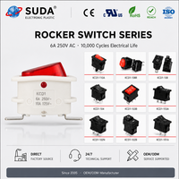 Interrupteur à bascule industriel lumineux rouge KCD1-106NC 6A 250V SPST IP40 avec connecteur à souder personnalisable ON-OFF, panneau d'interrupteur TUV rouge