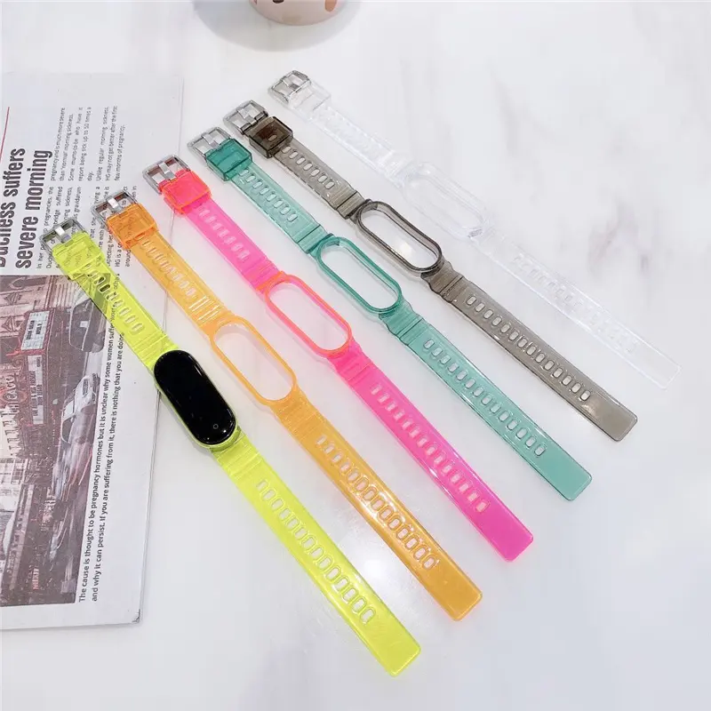 Fluorescent Fashion Silicone Band for Mi 5 Wrist Strap for Xiaomi Mi Band 5 Bracelet Wristband Miband 5 Smart Watch Accessories