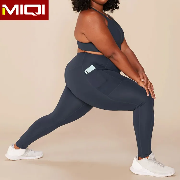 2021 MIQI nefes naylon yoga pantolon seti xl artı boyutu egzersiz kıyafetleri eko 2 parça ezme butt fitness büyük boy yoga kıyafeti