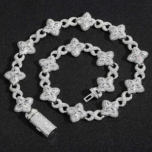 Collar <span class=keywords><strong>de</strong></span> Trébol <span class=keywords><strong>de</strong></span> Cuatro Hojas con <span class=keywords><strong>Cadena</strong></span> <span class=keywords><strong>de</strong></span> Eslabones Infinitos, Joyería Hip Hop <span class=keywords><strong>de</strong></span> Lujo BES, con Circonitas Cúbicas Brillantes, para Hombres y Mujeres - Product Image 6