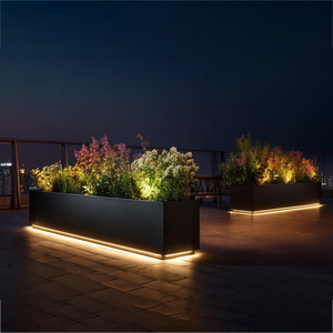 H156 Rectangular Plastic Outdoor Planter Box With LED <b>Light</b> Contemporary Garden <b>Window</b> Box For Balcony Deck - Product Image 5