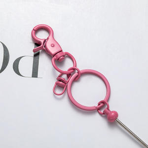 Venta al por mayor creativo DIY llavero de cuentas punto degradado Color mano-llavero de Metal accesorios de joyería y componentes - Product Image 4