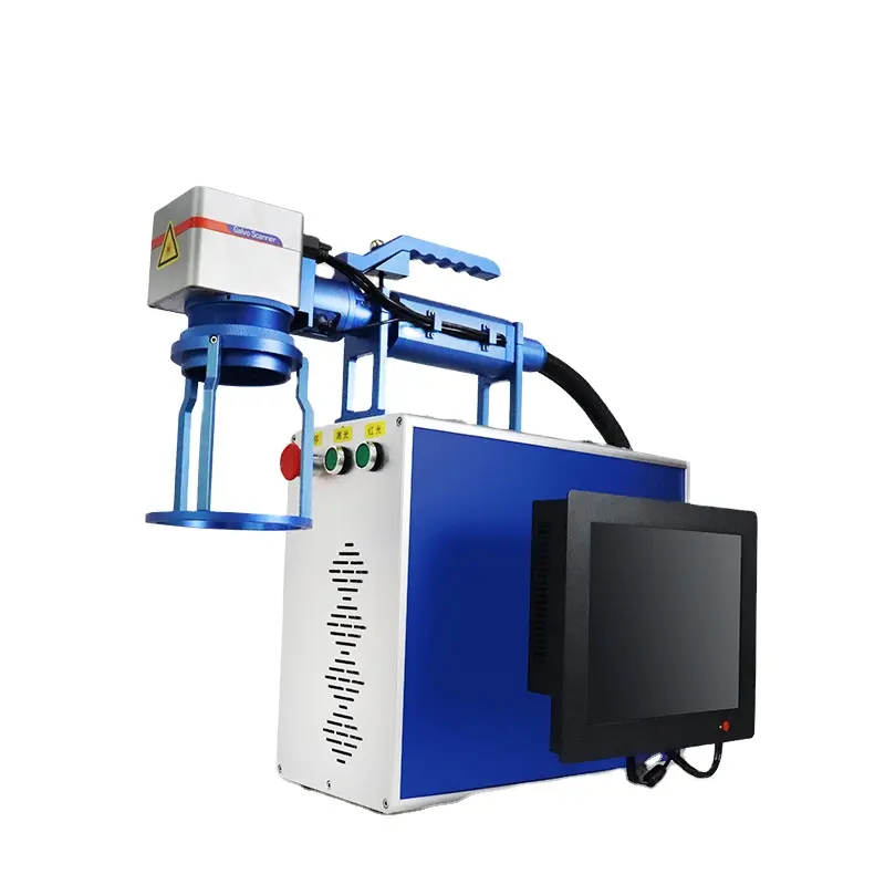 آلة وسم محمولة باليد بالليزر الألياف سعر المصنع كابل الليزر آلة وسم الطباعة للشعار المعادن سهلة الحمل 50W الصين
