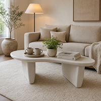 Table basse en forme irrégulière de roche blanche patinée KD pour salon, chambre à coucher, intérieur