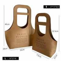 Sac à main en papier kraft portable en gros pour fleuriste, recyclable, imperméable, emballage de bouquet, boîte cadeau avec impression en relief