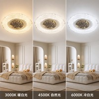 Plafonnier LED d'usine, doré, avec cœur en cristal étoilé, montage encastré, 3 couleurs, intensité variable, pour salon et chambre à coucher