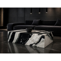 Table basse en marbre blanc Panda naturel SH STONE, socle poli, mobilier de salon minimaliste de luxe, table centrale