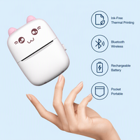 Printer Label & Foto Mini Saku Perekat Sendiri, Printer Thermal USB Portabel Ringkas dengan Resolusi 200 DPI, Ukuran Kertas Maksimal 50mm