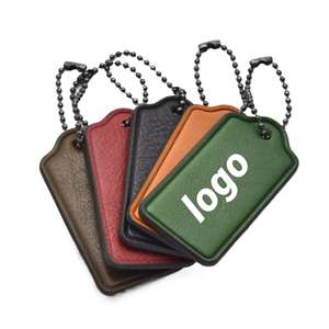 Llavero de Cuero Promocional, Colgante Rectangular Pequeño, Etiqueta de Cuero Genuino, Decoración para Bolsos, Regalo, Personalizable con Logotipo Grabado - Product Image 1