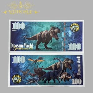 全新 9 件侏罗纪世界恐龙银金箔 100 美元通用印刷纪念钞票 - Product Image 4