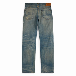 <span class=keywords><strong>Jeans</strong></span> da <span class=keywords><strong>Uomo</strong></span> a Gamba Dritta in Denim Pesante Selvedge, Vita Alta, Lavaggio Vintage, Blu Classico - Product Image 2