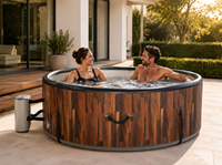 Piscine SPA gonflable en PVC à grain de bois personnalisé avec logo, service OEM ODM