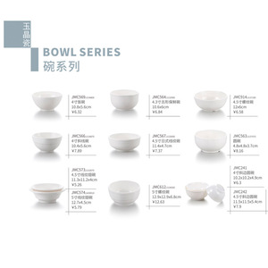 Factory wholesale A8 <b>melamine</b> imitation porcelain tableware, plastic soup bowls, white rice bowls, hotel fast food 4.5-inch - Product Image 2