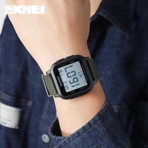 Skmei 1894 PU banda impermeable electrónico moda esfera cuadrada hombres de negocios <span class=keywords><strong>reloj</strong></span> Relogio Masculino EL Light Countdown Relojes - Product Image 3