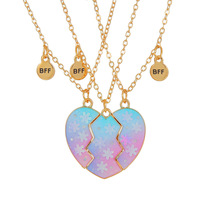 Nouveau collier magnétique en forme de cœur et de flocon de neige pour amies, 3 pièces/ensemble, collier « Meilleures amies pour toujours »