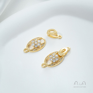 Chiusura a Doppia Testa a Forma di Ferro di Cavallo Ovale Placcata in Oro 14K e Incastonata con Zirconio, Accessorio per Collane e Bracciali Fai-da-Te - Product Image 6