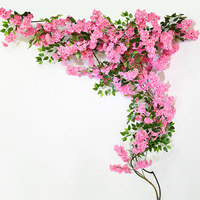 Künstliche Blumen Wohnzimmer Trendige Laden-Dekoration Blumenranke Hintergrundwand Klimaanlagenrohr-Ranke Kirschblütenbaum