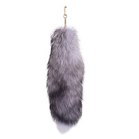 Pendentif en fourrure de renard bleu argenté surdimensionné accessoires en fourrure véritable pour sac et porte-clés de voiture pour femmes accessoires de déguisement