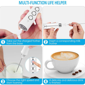 Espumador de <span class=keywords><strong>Leche</strong></span> Eléctrico Portátil de 3 Velocidades, <span class=keywords><strong>Varilla</strong></span> Mezcladora de Té y Café con Alimentación USB, Espumador de Huevos para Repostería, Espumador de <span class=keywords><strong>Leche</strong></span> Portátil - Product Image 4
