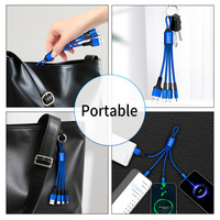 Câble de charge micro USB multi 5 en 1 de haute qualité, câble de données USB tressé en nylon de type C à type C, porte-clés pour cadeau promotionnel