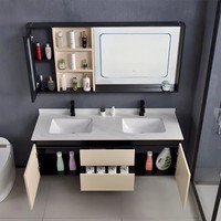Meuble-lavabo flottant moderne avec miroir LED, design écologique, finition étanche