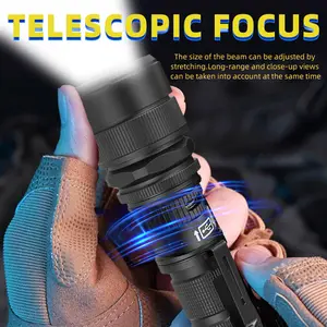 Lantern Power Torch Rechargeable LED Flashlight Waterproof Hunting Lantern 5 Modes Tactical Self Defense Zoomable Outdoor Camping Repair