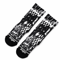 Chaussettes de compression pour hommes, tendance, imprimées, respirantes, anti-transpiration, pour le cyclisme et la course à pied