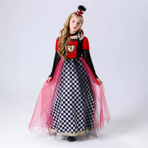 Robe de princesse reine rouge luxueuse pour filles Costume d'Halloween <span class=keywords><strong>Cosplay</strong></span> pour la performance de la journée des enfants - Product Image 3