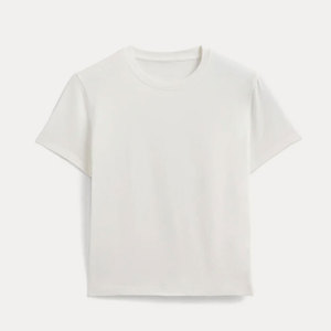T-shirt femme tendance, service OEM personnalisé, dernière collection, vêtement décontracté, couleur unie, léger - Product Image 3