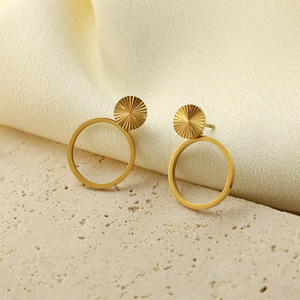 Geometric Hoop Earrings Gold 316 Stainless Steel Minimalist Design For Women - Product Image 1