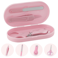 Coupe-ongles pour bébé en acier inoxydable de luxe professionnel, boîte de toilettage de voyage, 5 pièces, ensemble de manucure et pédicure portable