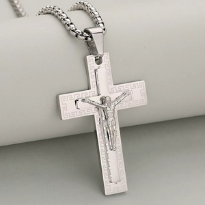 Fashion Gold Plated Hollow Pendant Stainless Steel Jesus <b>Cross</b> Pendant - Product Image 3
