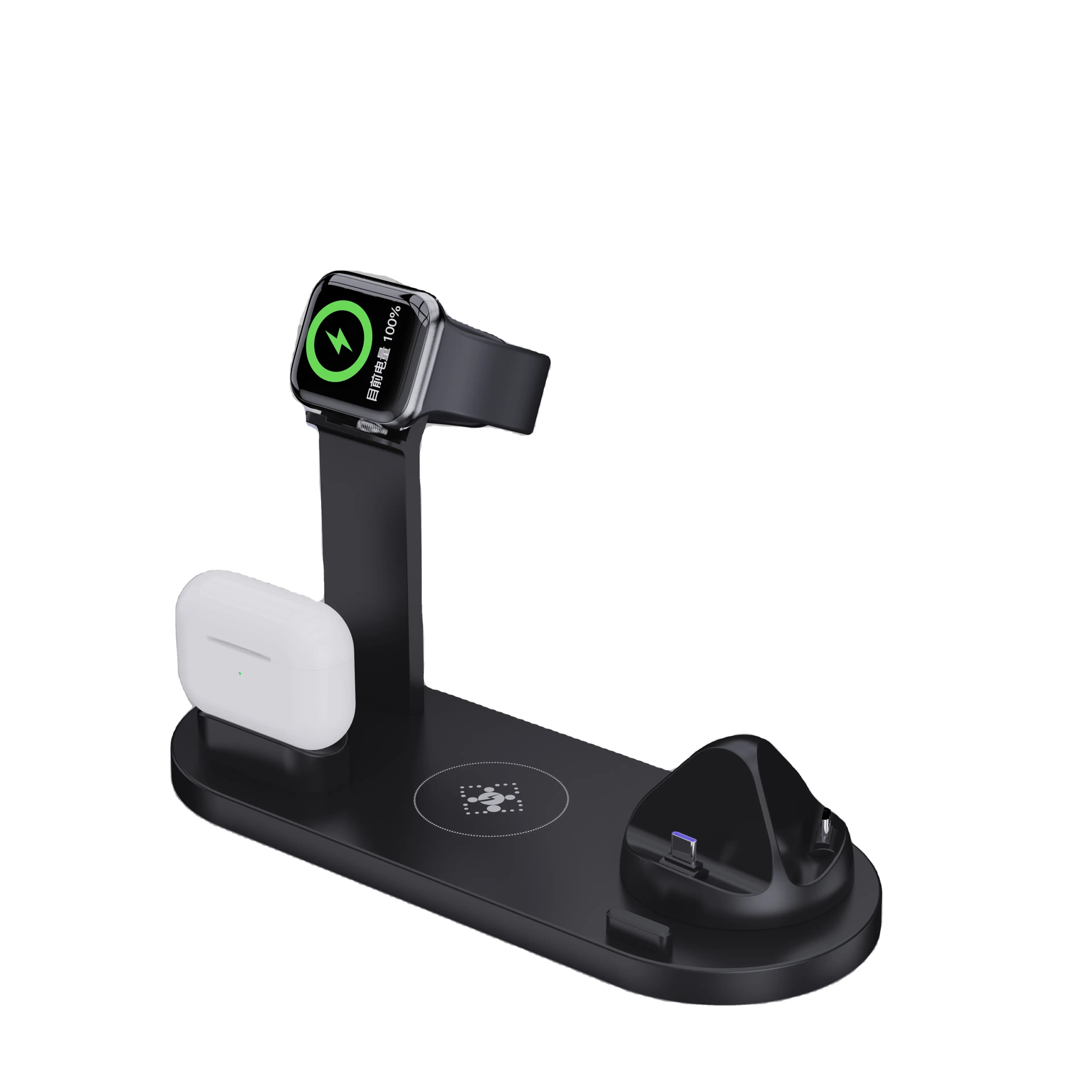 New arrival 6 in 1 Wireless Charging Station update Type-C socket customized Fast wireless Charging Stand Qi quick charge device