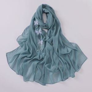 Hijab Decorato con Farfalle e Perle, Sciarpa Araba per Donne del Medio Oriente, Khimar Musulmano alla Moda Malese - Product Image 4