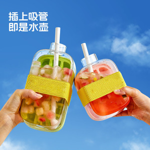 Cool Ice Cube Mold With Lid And Straw Dual Purpose Ice Water Pitcher Square Plastic Freezer Safe - Product Image 2
