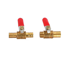 Robinet à bille en laiton sur mesure 1/4 1/8 3/8 1/2 mâle avec levier <span class=keywords><strong>rouge</strong></span>, raccord de tuyauterie pour eau/gaz - Product Image 5